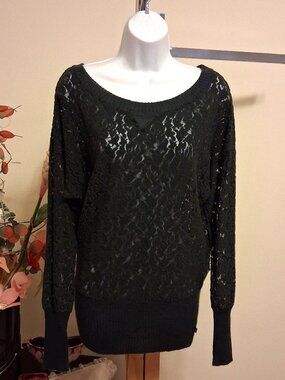 DEPT Unique Design Knit Cardigan Sweater Scoop Neck Long Sleeve Gray Knitwear 10